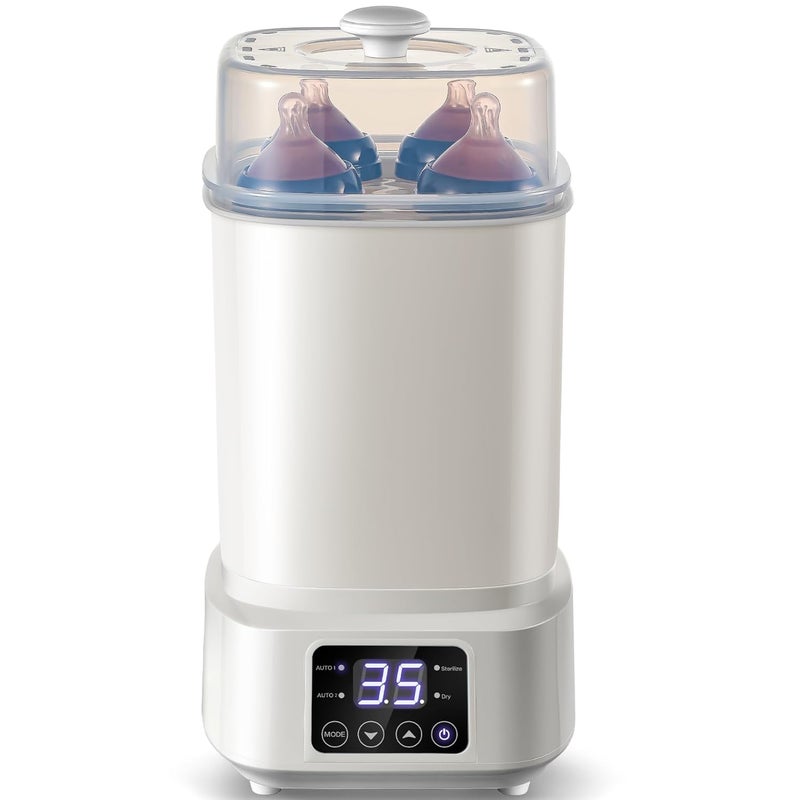 AMZBABYCHEF Baby Bottle Steamer and Dryer: 8 in 1 Compact Electric Steam - Portable for Travel and Home Use - for Baby Bottles Pacifiers Breast Pump Parts and Other Newborn Essentials BPA Free Auto Shut Off - Image 1
